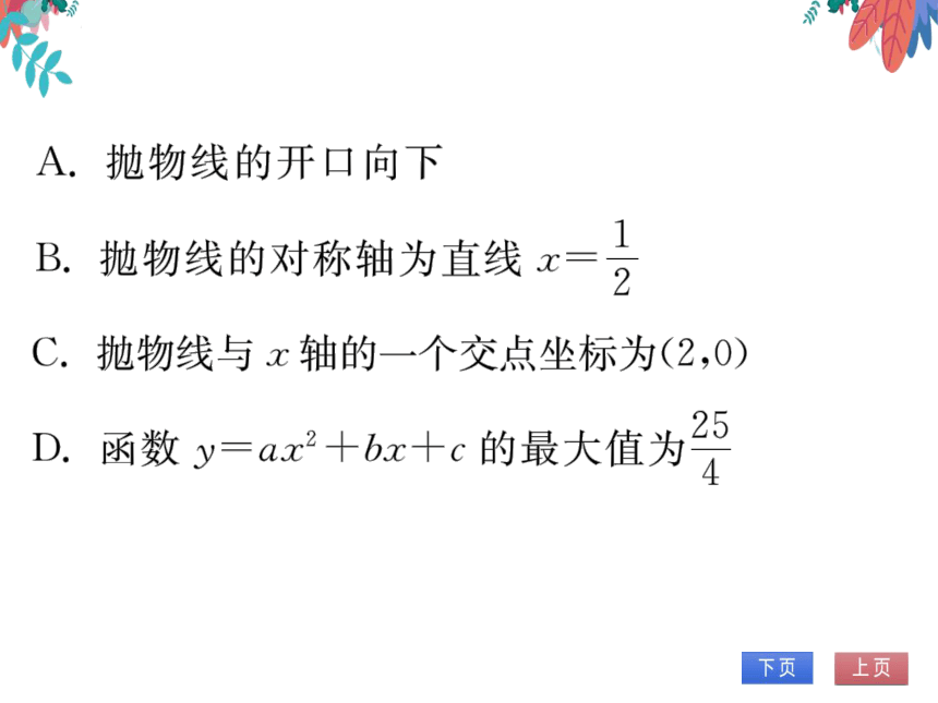 22.1.4 二次函数y=ax?+bx+c的图象和性质 第1课时 二次函数y=ax?+bx+c的图象和性质 习题课件