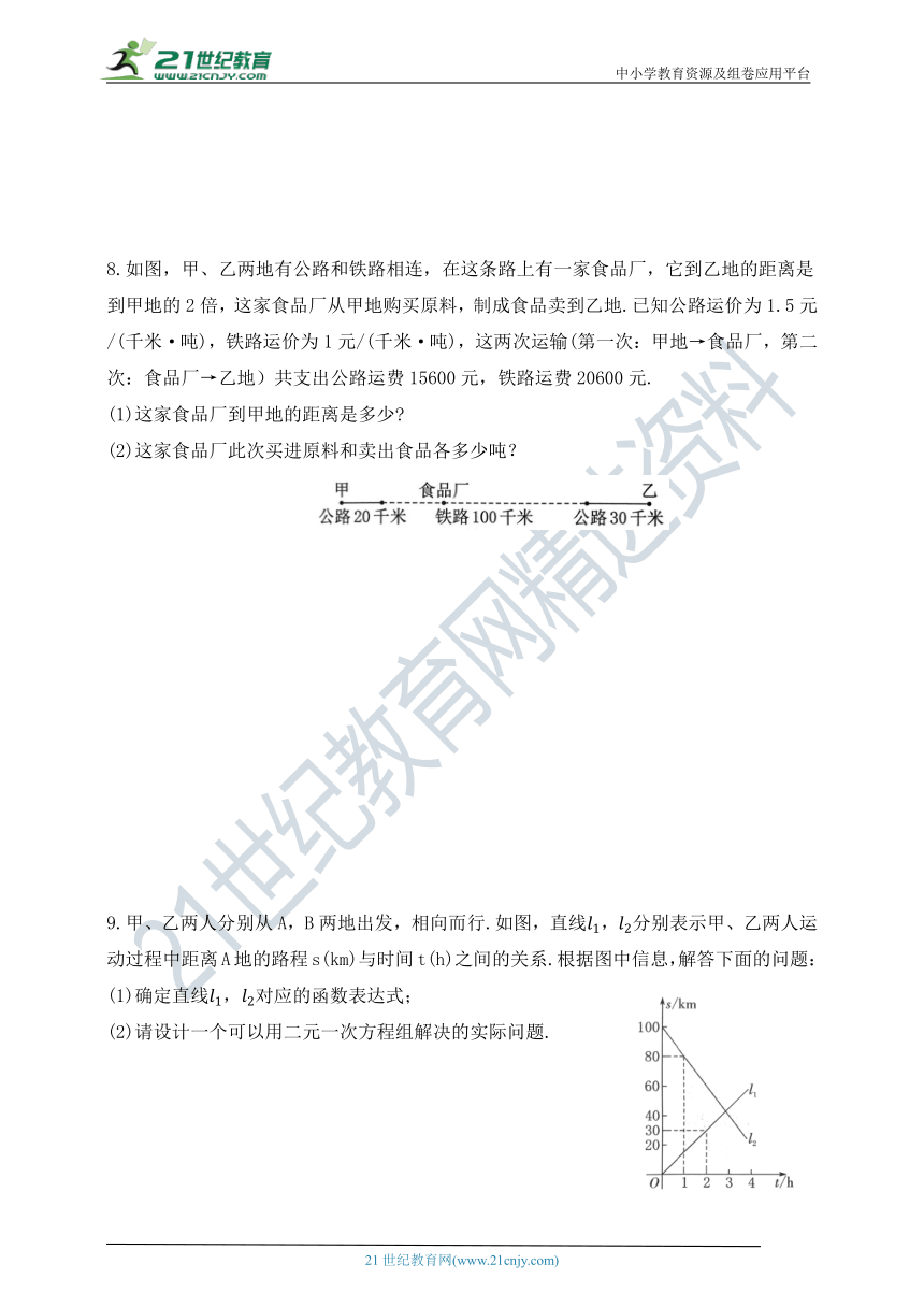 鲁教版七年级下册专项训练 二元一次方程组（含答案）