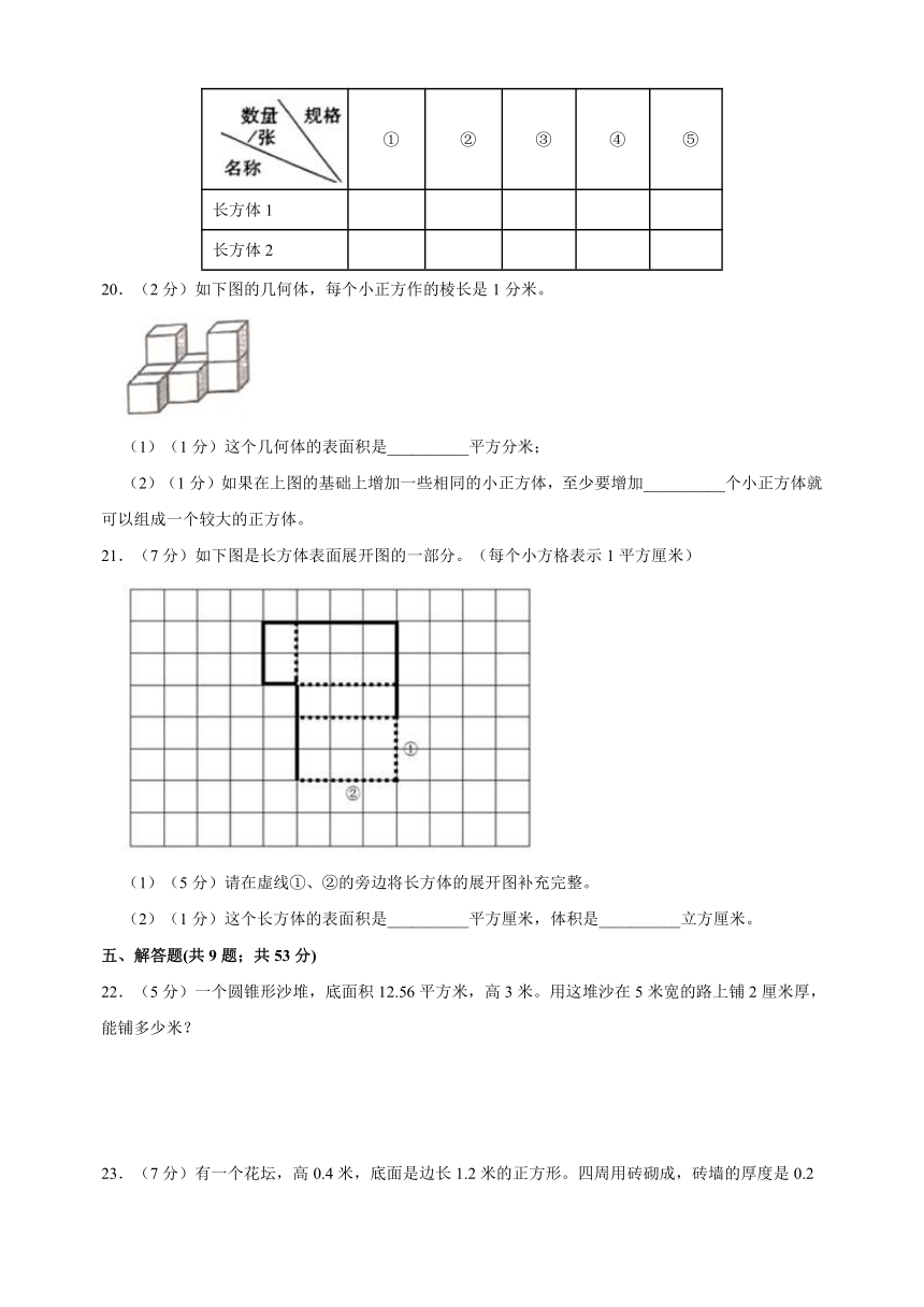 苏教版六年级上学期数学第一单元《长方体和正方体》测试卷（含答案解析）