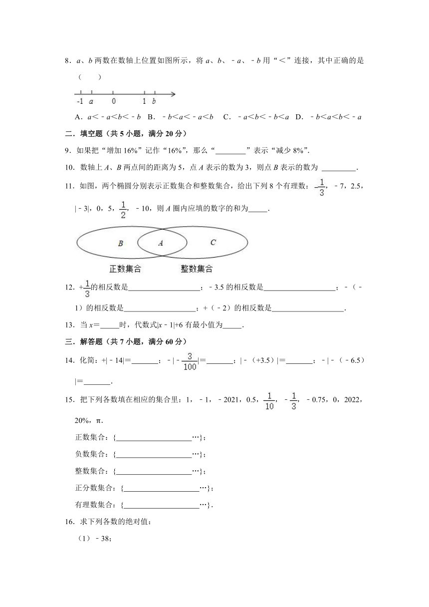 第2章有理数 单元达标测试题   2021-2022学年青岛版七年级数学上册（word版含答案）