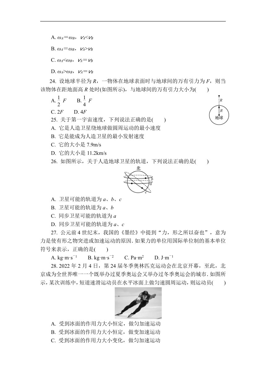 江苏省2023年高二学业水平合格性考试物理仿真模拟检测卷（三）（Word版含答案）