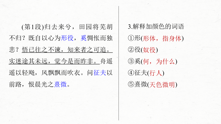 2024届高考一轮语文课件（宁陕蒙青川）必修5（一）单篇梳理 基础积累课文1 归去来兮辞并序（46张PPT）