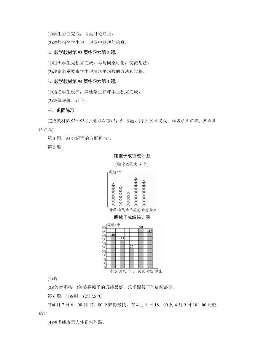 北师大版 四年级数学下册第6单元　数据的表示和分析　练习六   教案