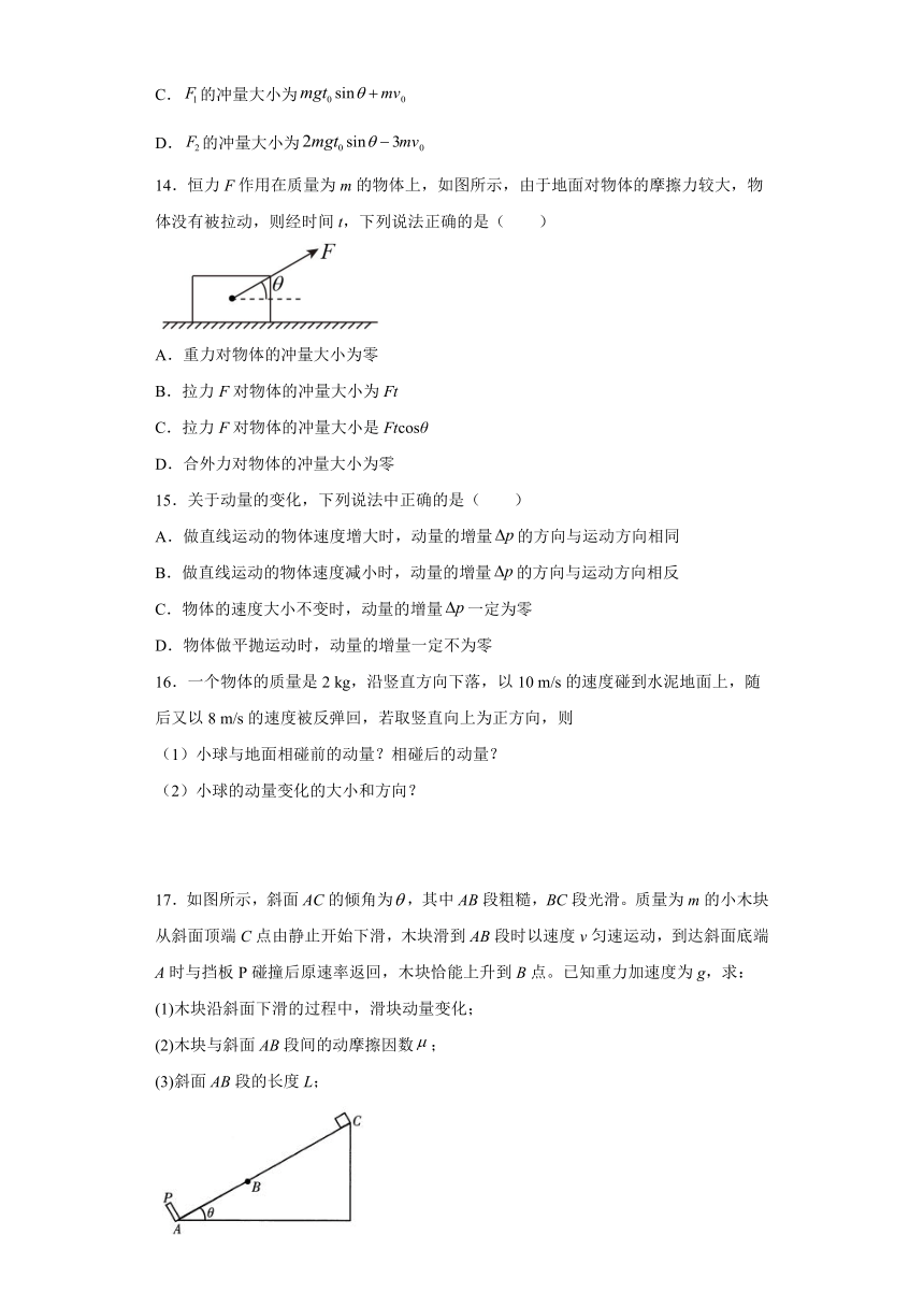 1.1动量 课时练（Word版含解析）