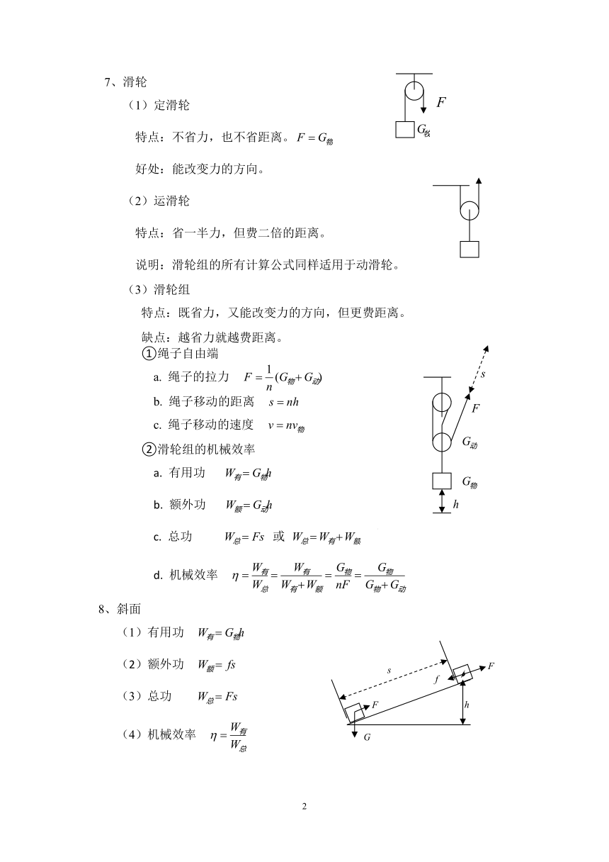 2024学年物理中考备考——初中物理公式