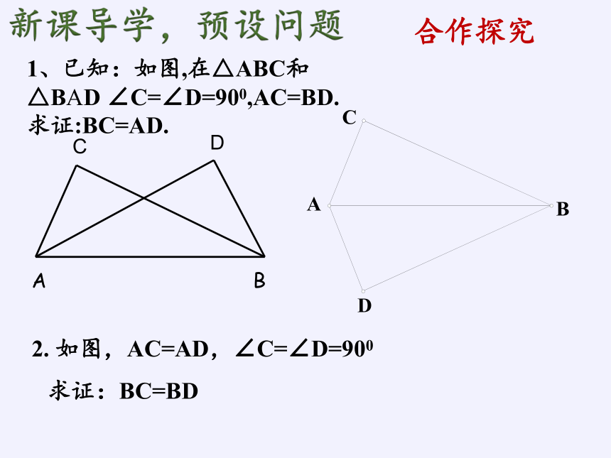 华东师大版八年级上册 数学  13.2.6斜边直角边课件(共15张PPT)