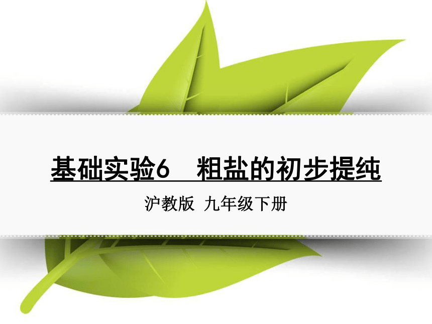 沪教版化学 九年级下册 基础实验6 粗盐的初步提纯 课件 (共18张PPT)