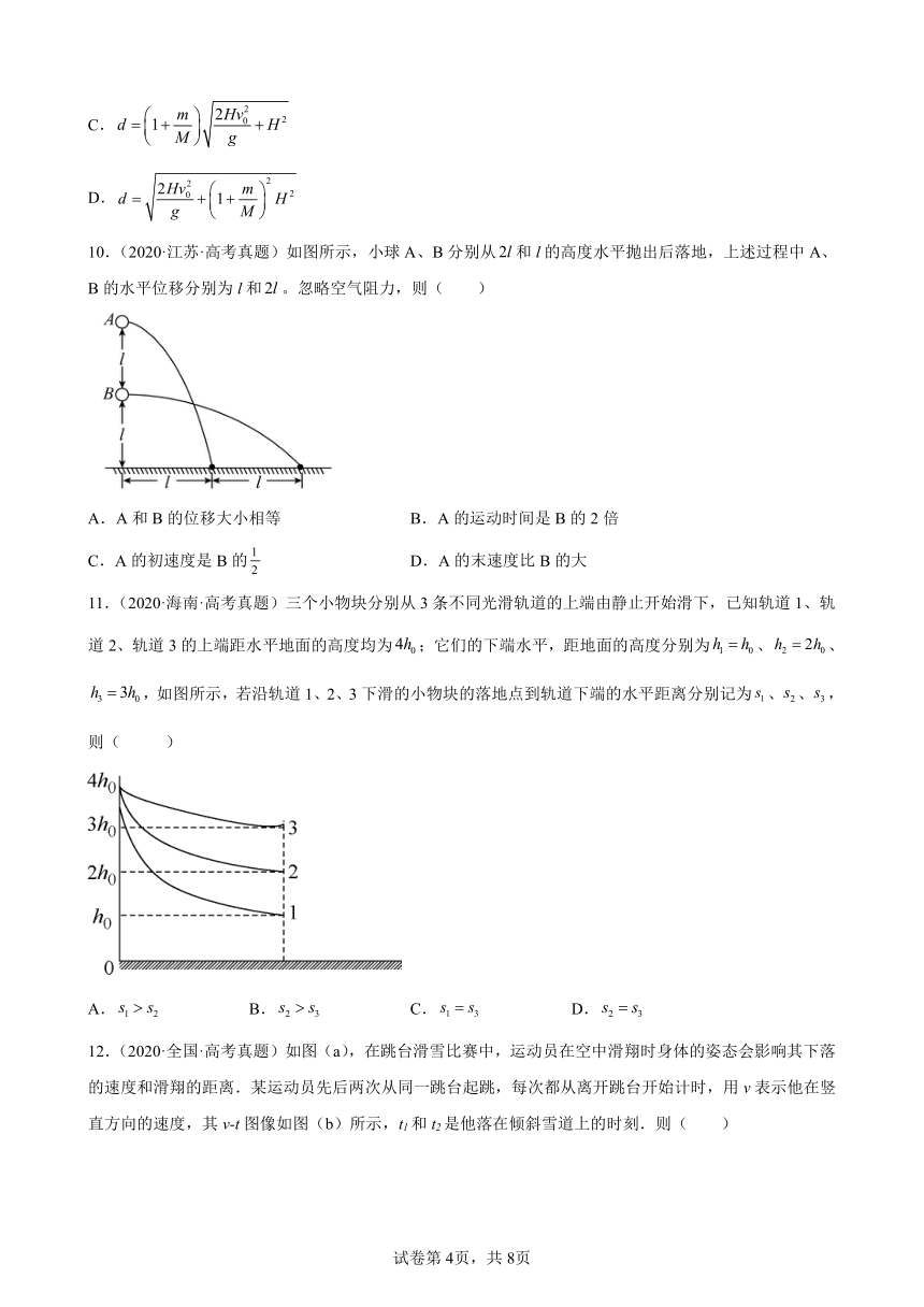 2020-2021年全国各省高考物理试题分类汇编——曲线运动（word版含答案）