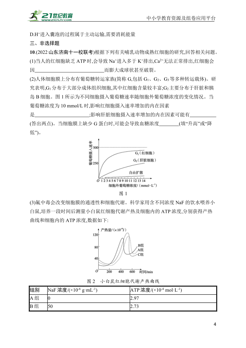 高中生物课时规范练6　物质跨膜运输的方式(学生版含答案详解)