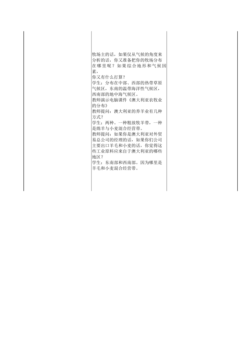 人教版地理七年级下册 8.4 澳大利亚 表格式教案  （第1课时）