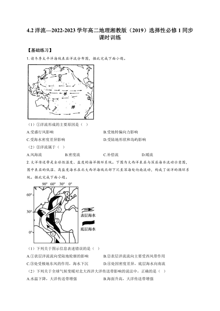 4.2洋流同步课时训练（含解析）