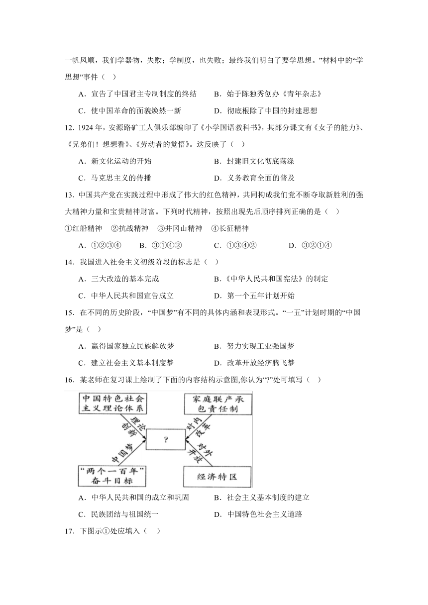 2024年广东省广州市九强校九年级中考第一次考练一模历史试题（含解析）