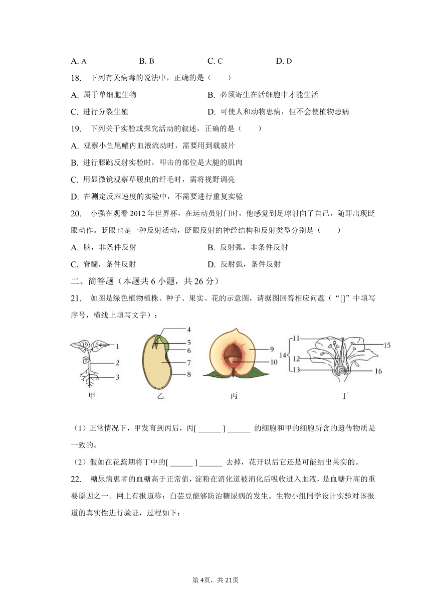 2023年吉林省长春市中考生物模拟试卷（三）（含解析）