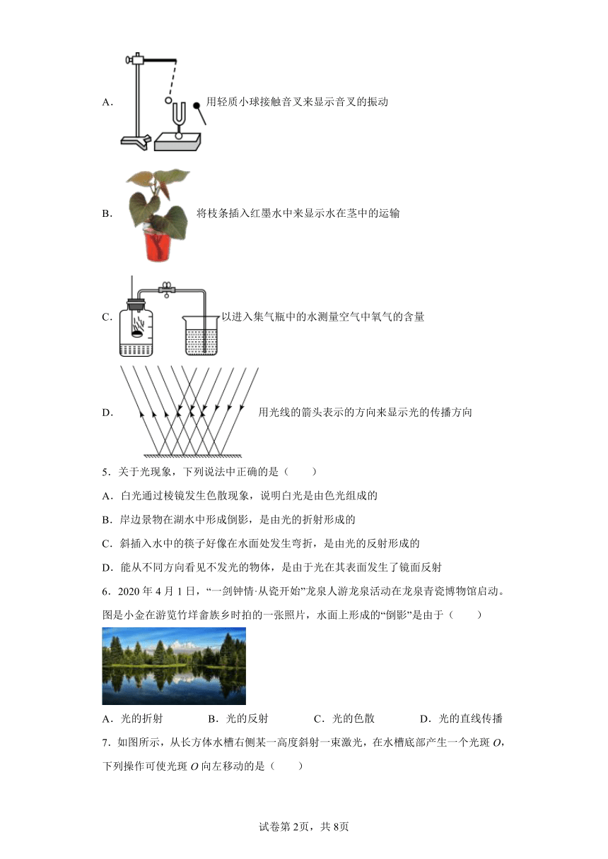 2.5 光的反射和折射 同步练习题--2021—2022学年浙教版科学七年级下学期（含解析）