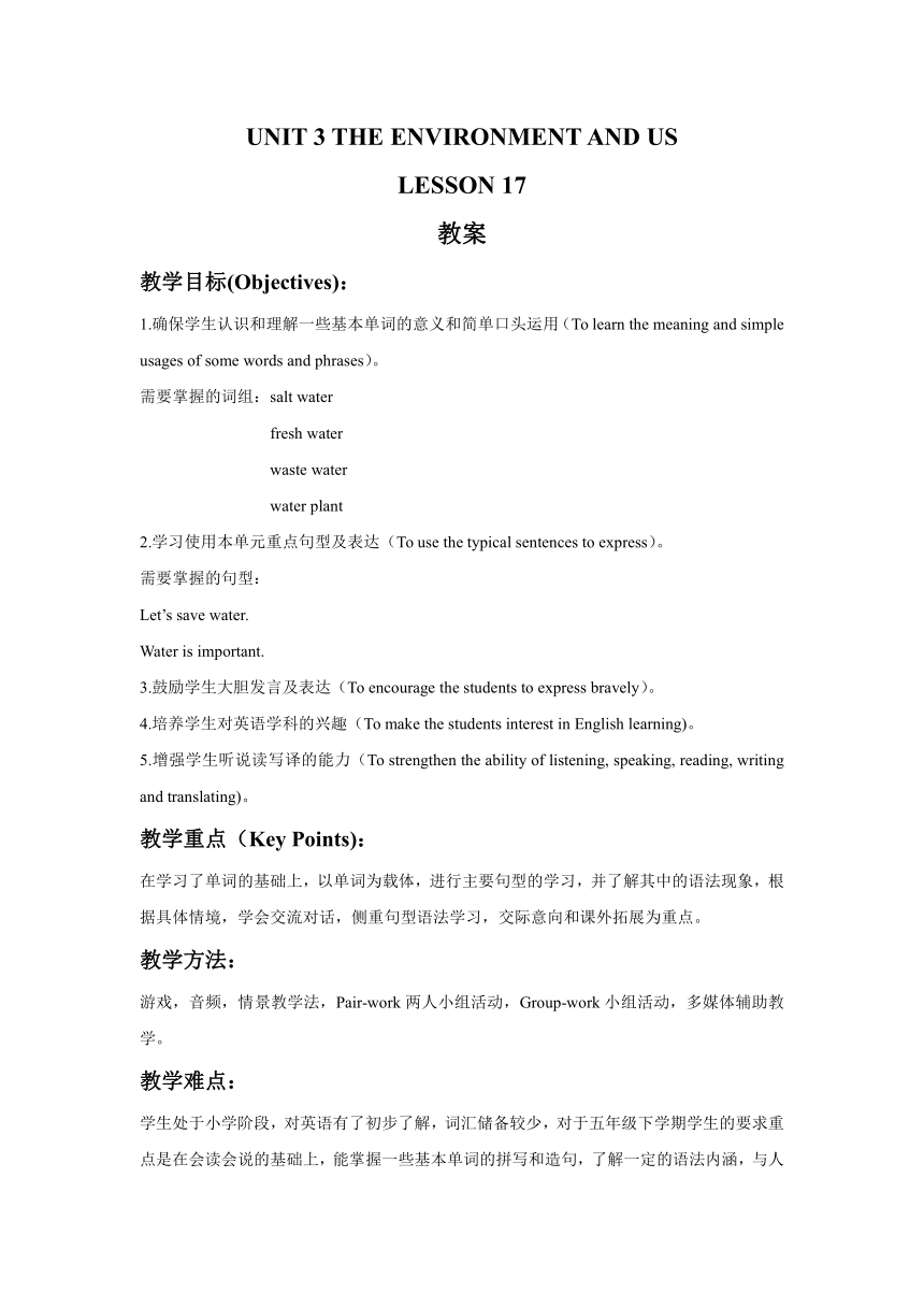 Unit 3 The environment and us Lesson 17 教案