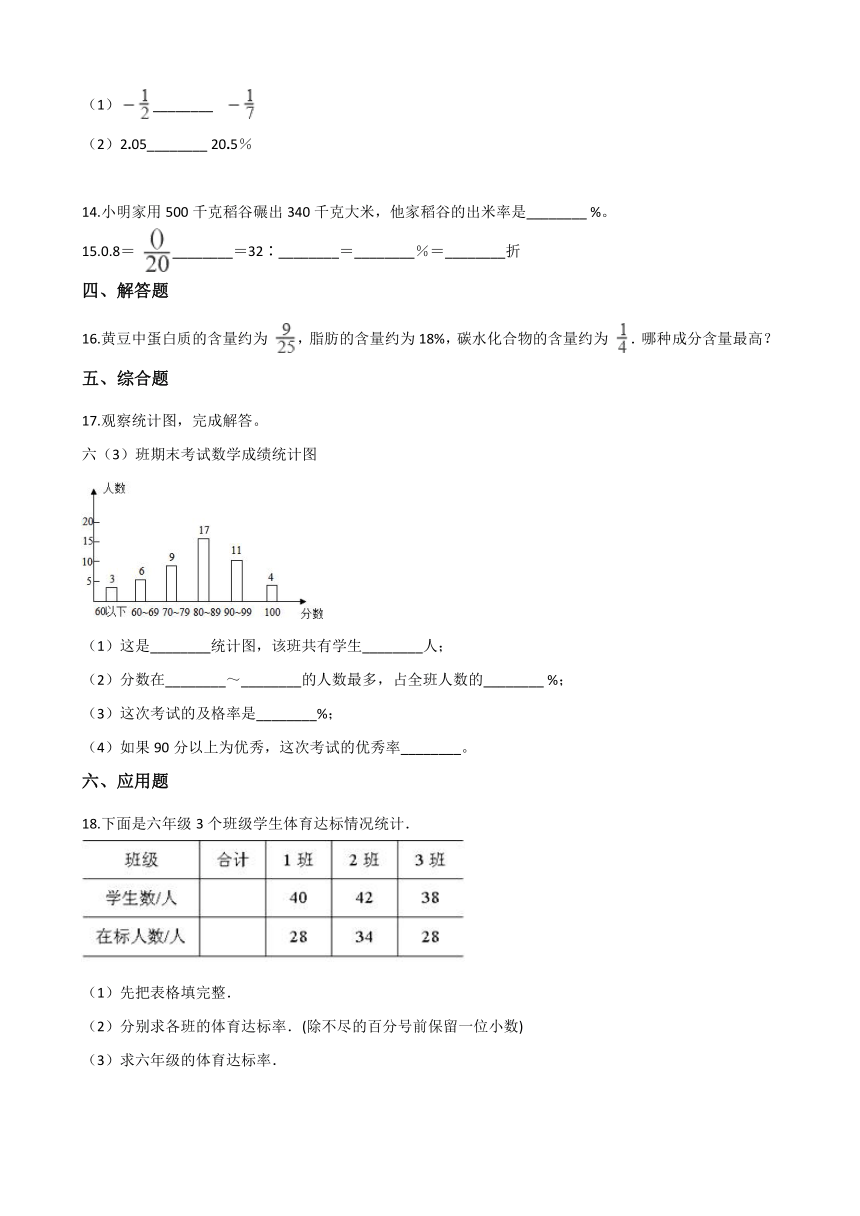 六年级上册数学一课一练-4.2合格率   北师大版（2014秋）（含答案）