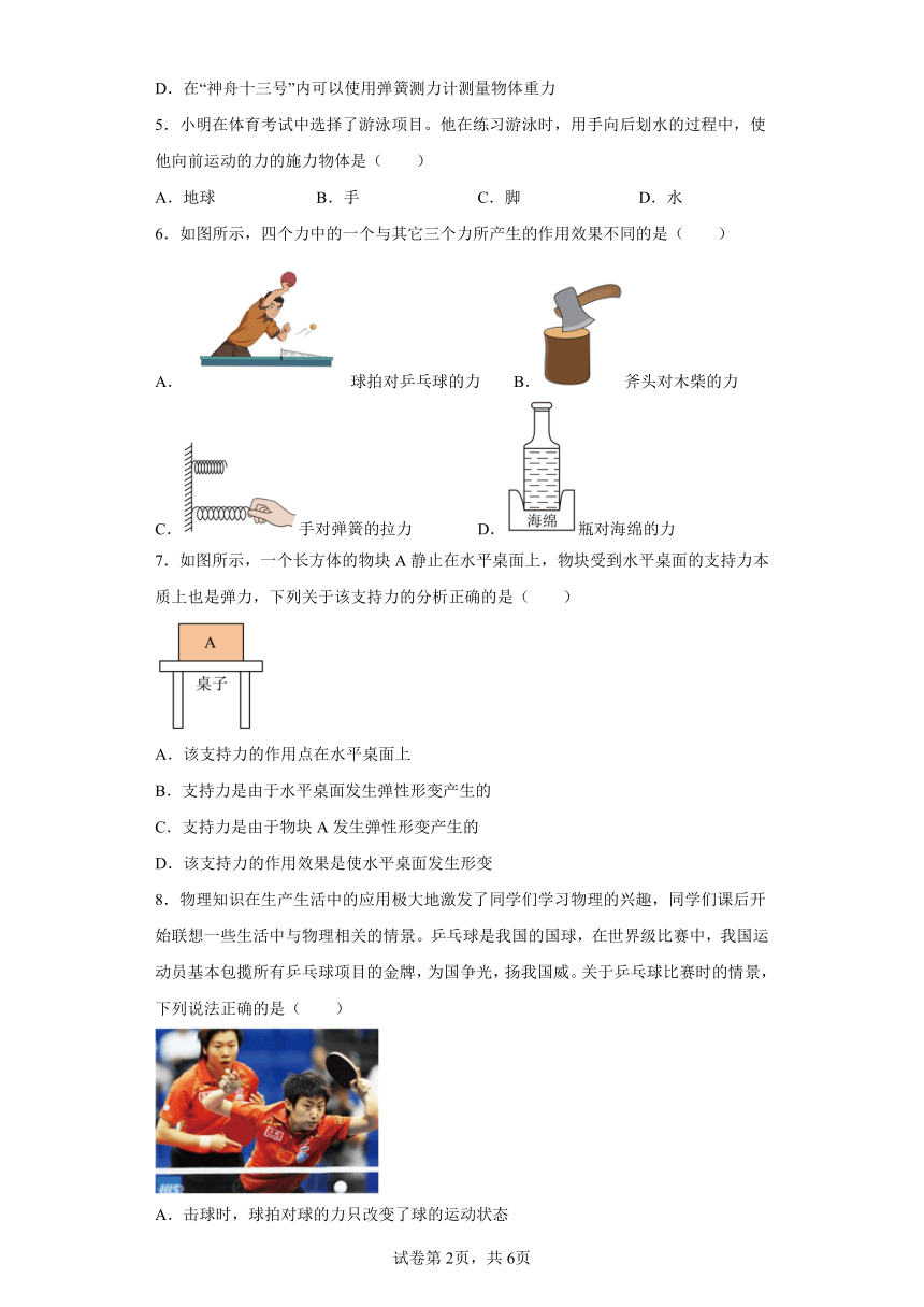 3.3 力 同步练习 八年级上册 沪教版(含答案)