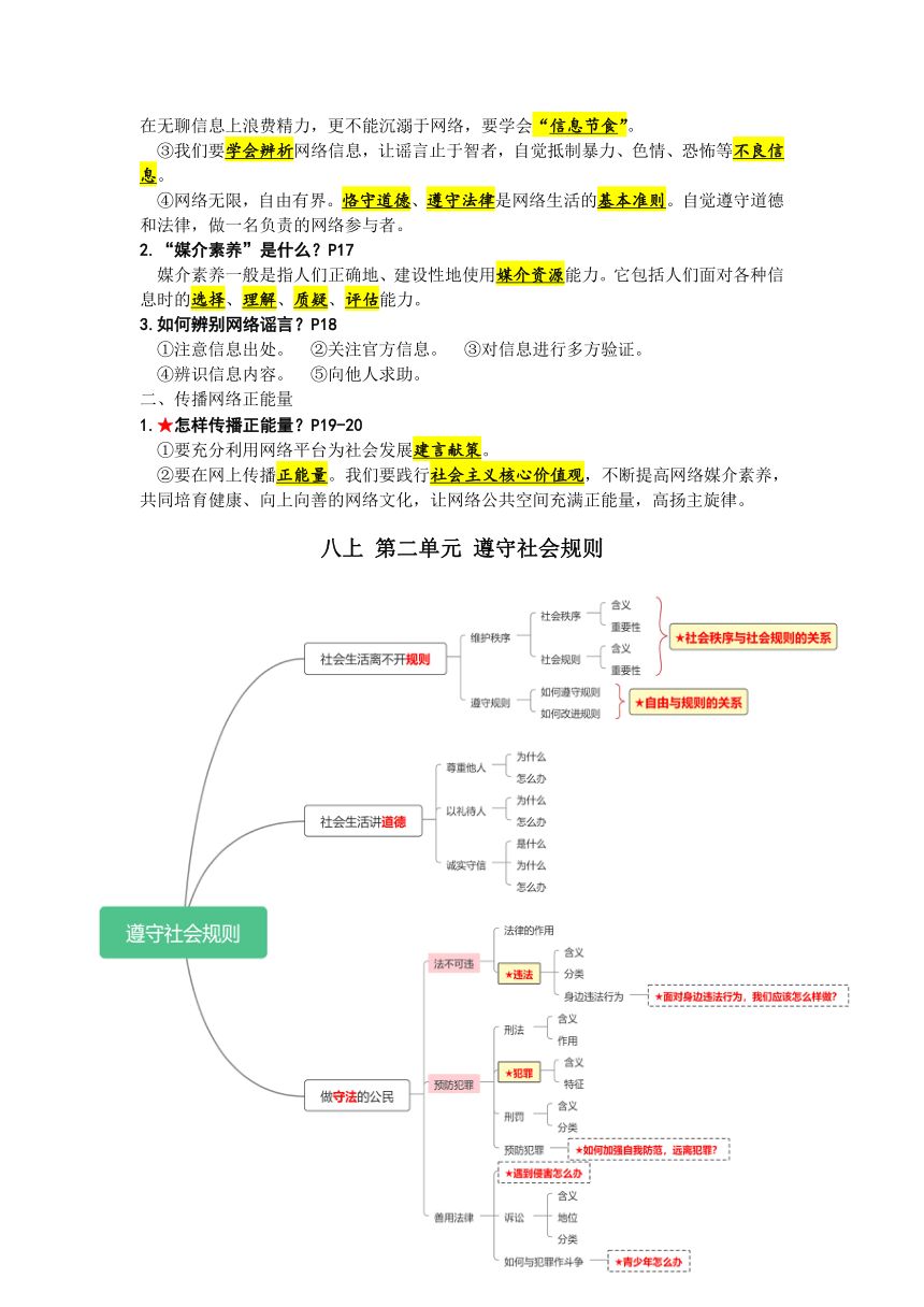 统编版道德与法治八年级上册知识点梳理