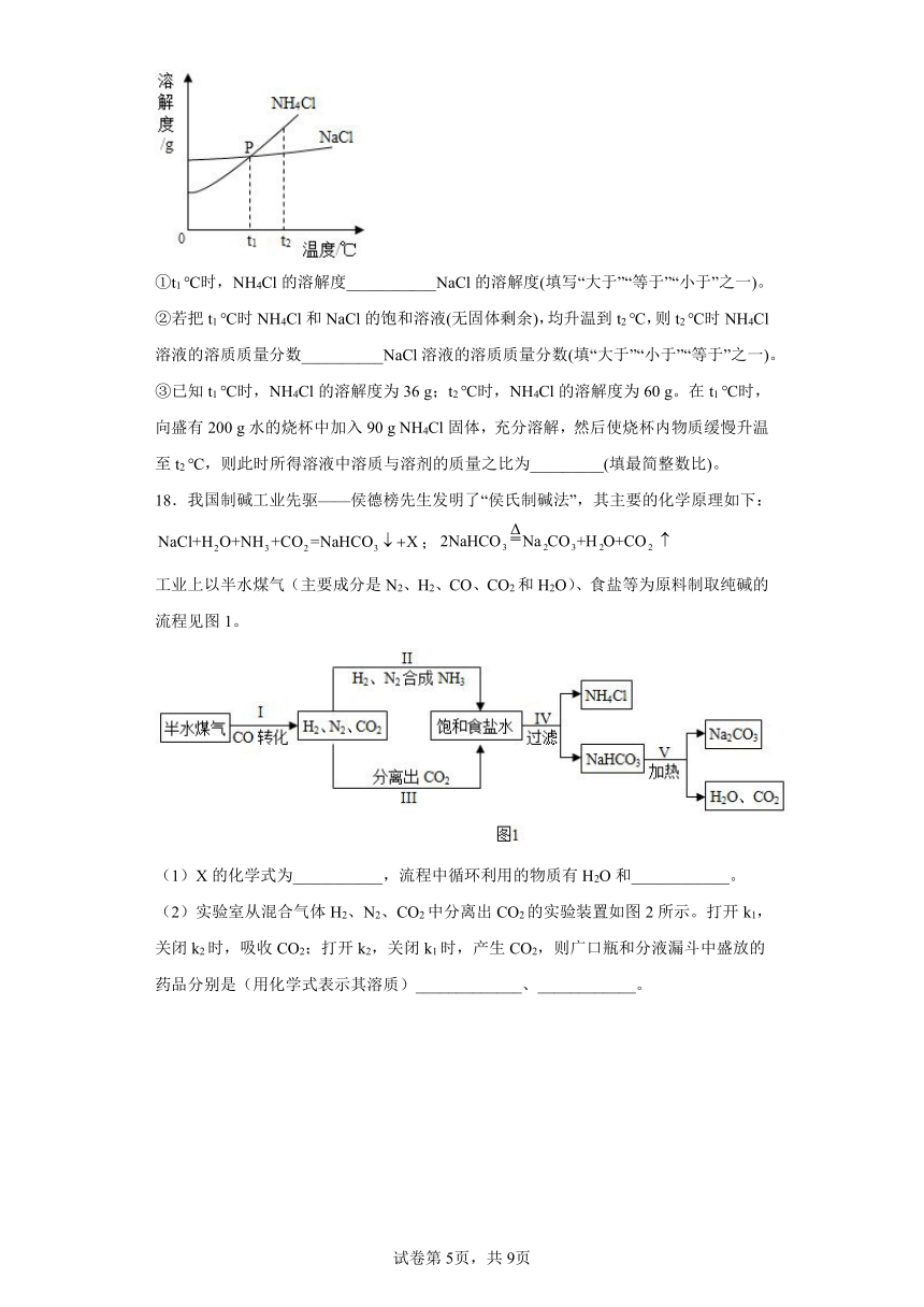 11.1生活中常见的盐同步练习-2021-2022学年九年级化学人教版下册（word版有答案）