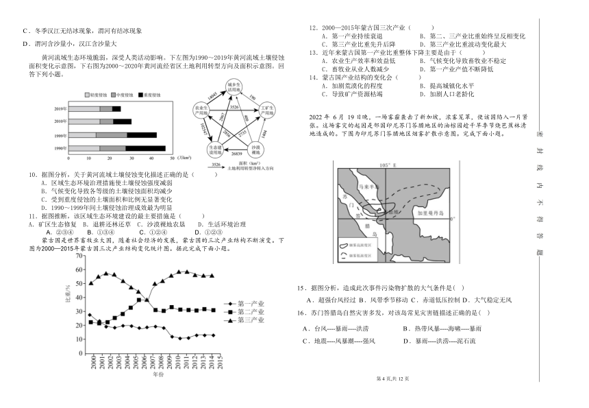 山东省淄博市张店区潘庄高级中学2023-2024学年高二下学期第一次月考地理试题（PDF版无答案）