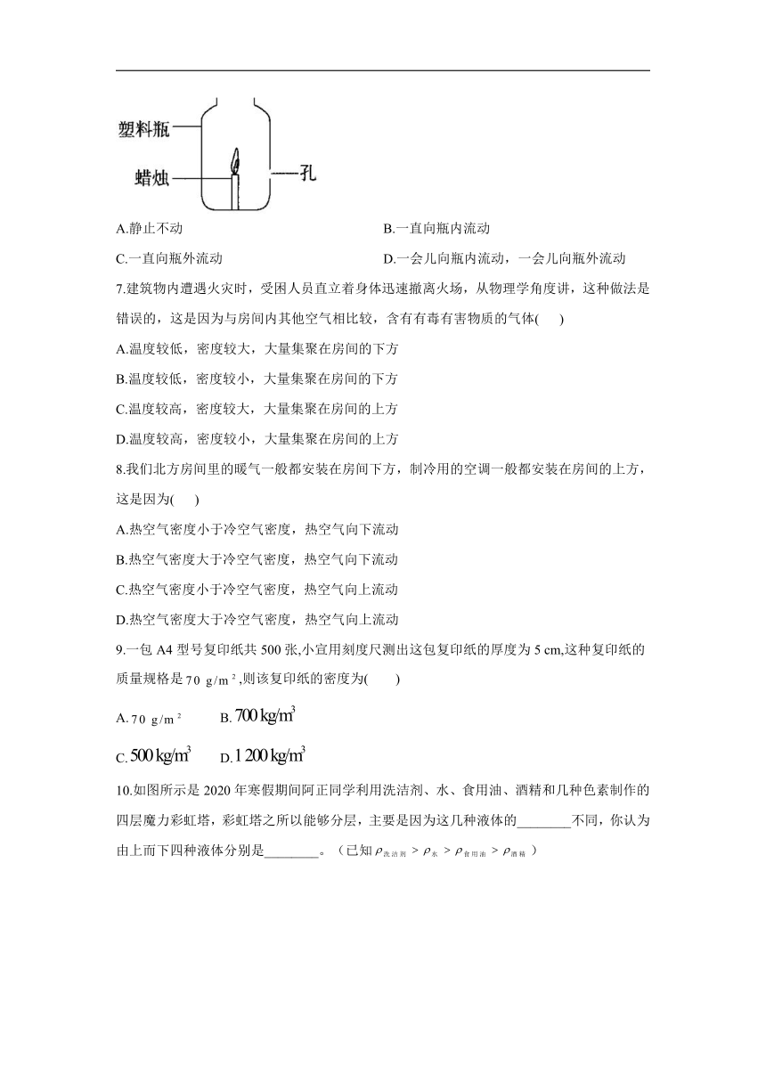 6.4密度与社会生活__2021-2022学年物理人教版八年级上册同步课时作业 word解析版