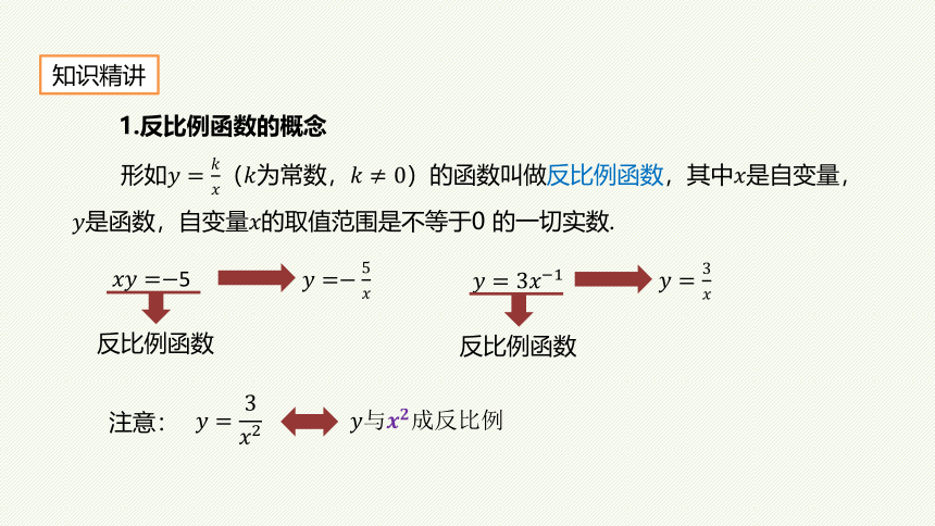 26.1.1 反比例函数 课件(共15张PPT) 2022-2023学年人教版数学九年级下册