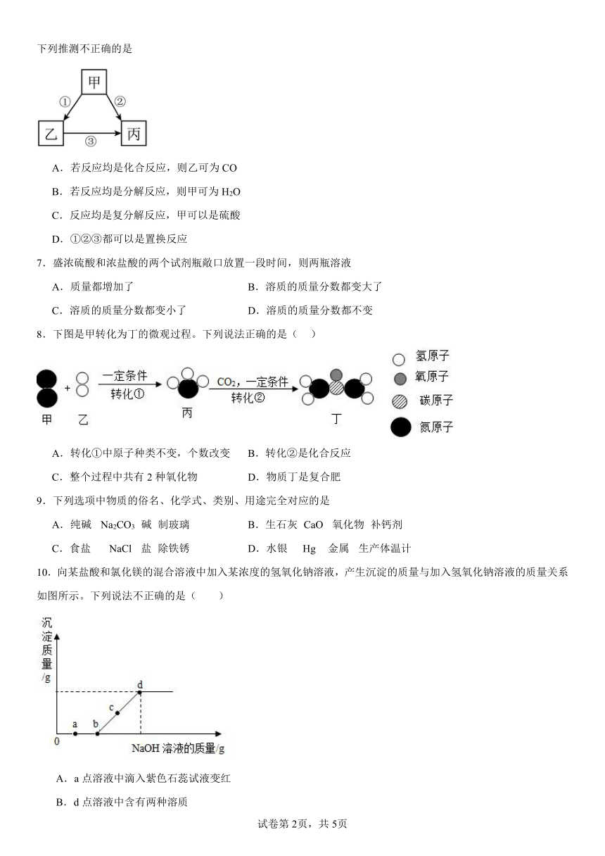 第八章常见的酸、碱、盐基础检测题2023-2024学年科粤版（2012）九年级化学下册（含解析）