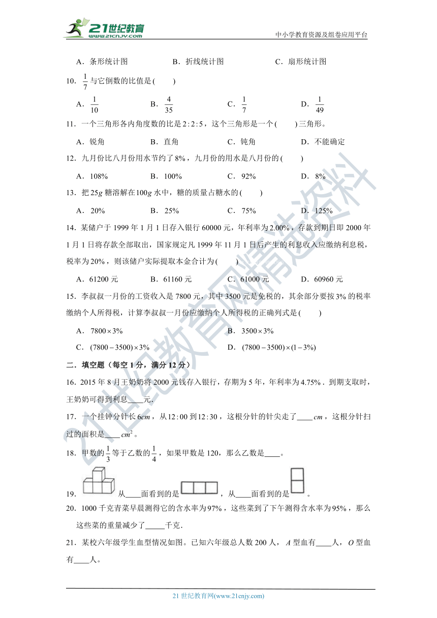 北师大版深圳市小学数学六年级上册期末考试模拟卷（含答案）