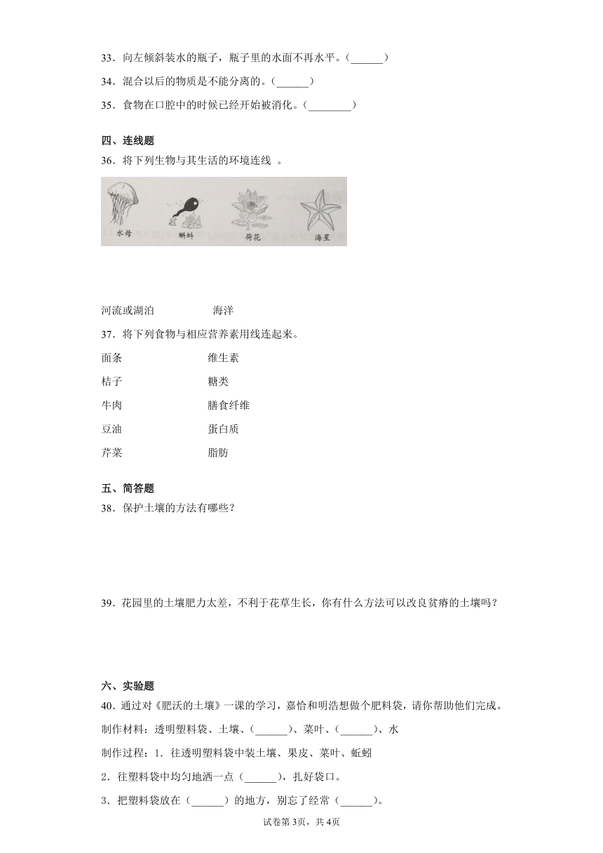 苏教版（2017）三年级上册科学期末检测Ｂ卷（含答案）