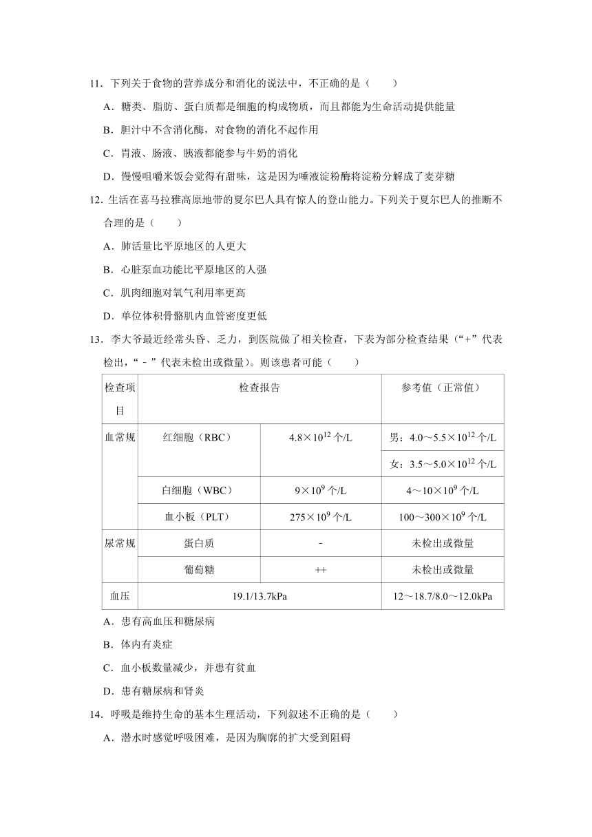 2020-2021学年山东省威海市乳山市七年级（上）期末生物试卷（五四学制）    解析版