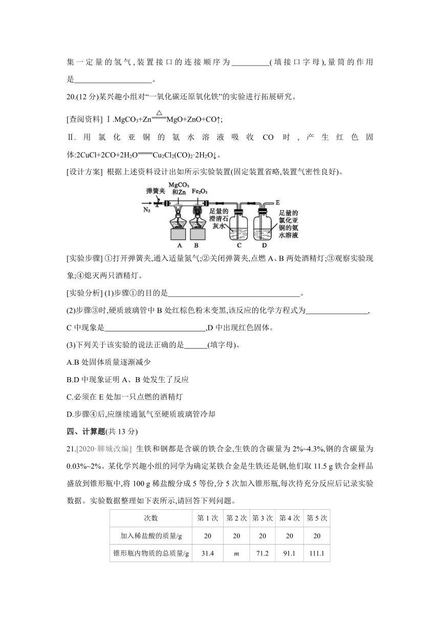 沪教版（全国）化学九年级上册课课练：第5章　金属的冶炼与利用  自我综合评价（word版  有答案）