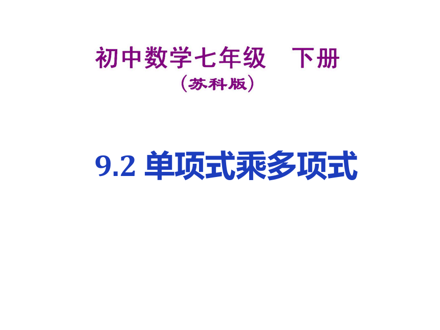 苏科版七年级下册数学课件 9.2单项式乘多项式（19张）