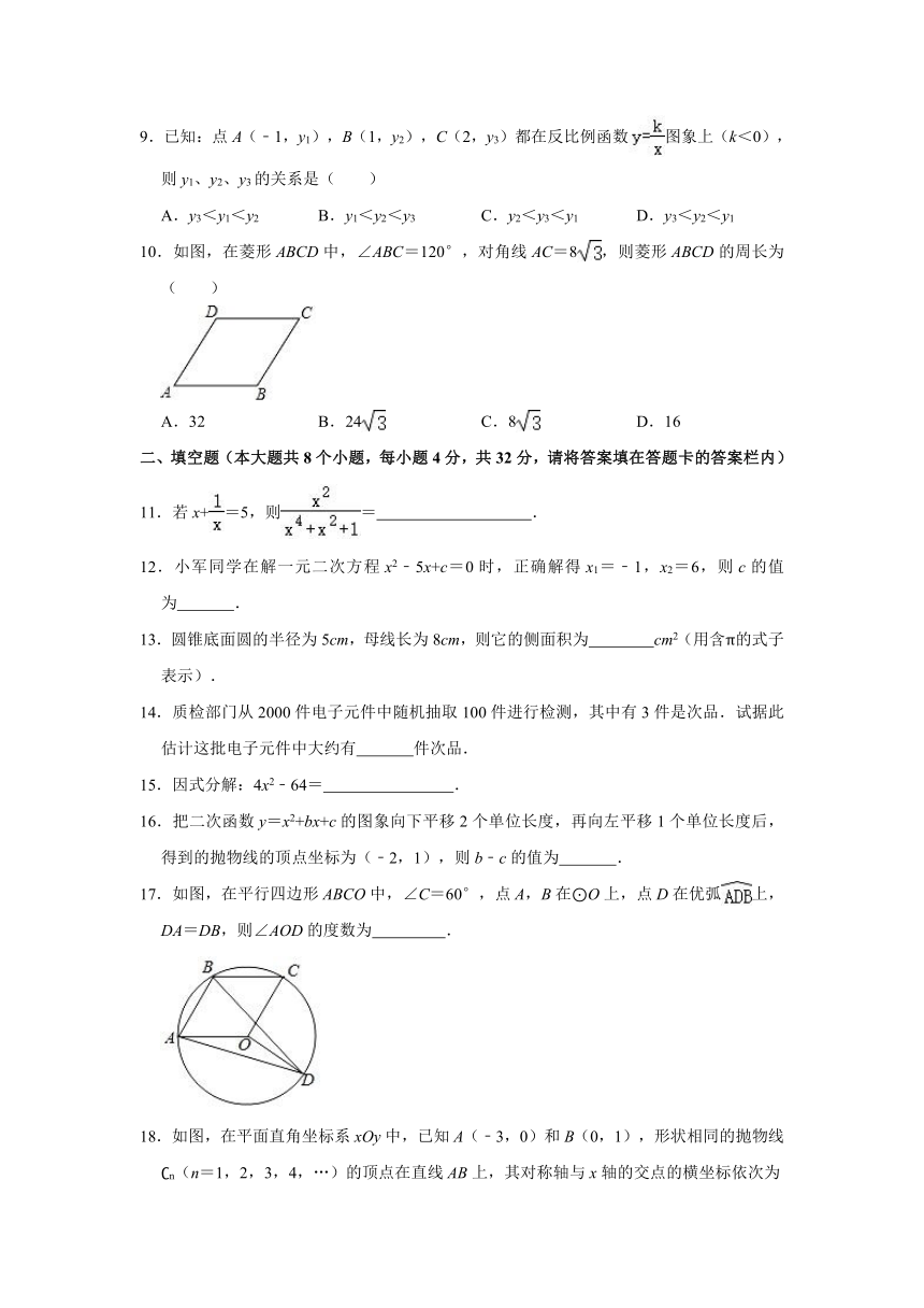 2020-2021学年湖南省永州市道县九年级（下）期中数学试卷（Word版 含解析）