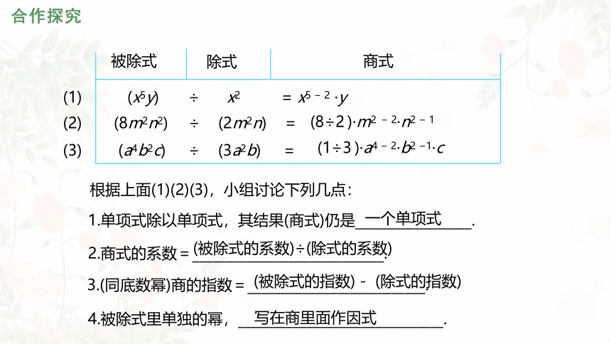 2022年北师大版七年级数学下册1.7 整式的除法 课件（17张）