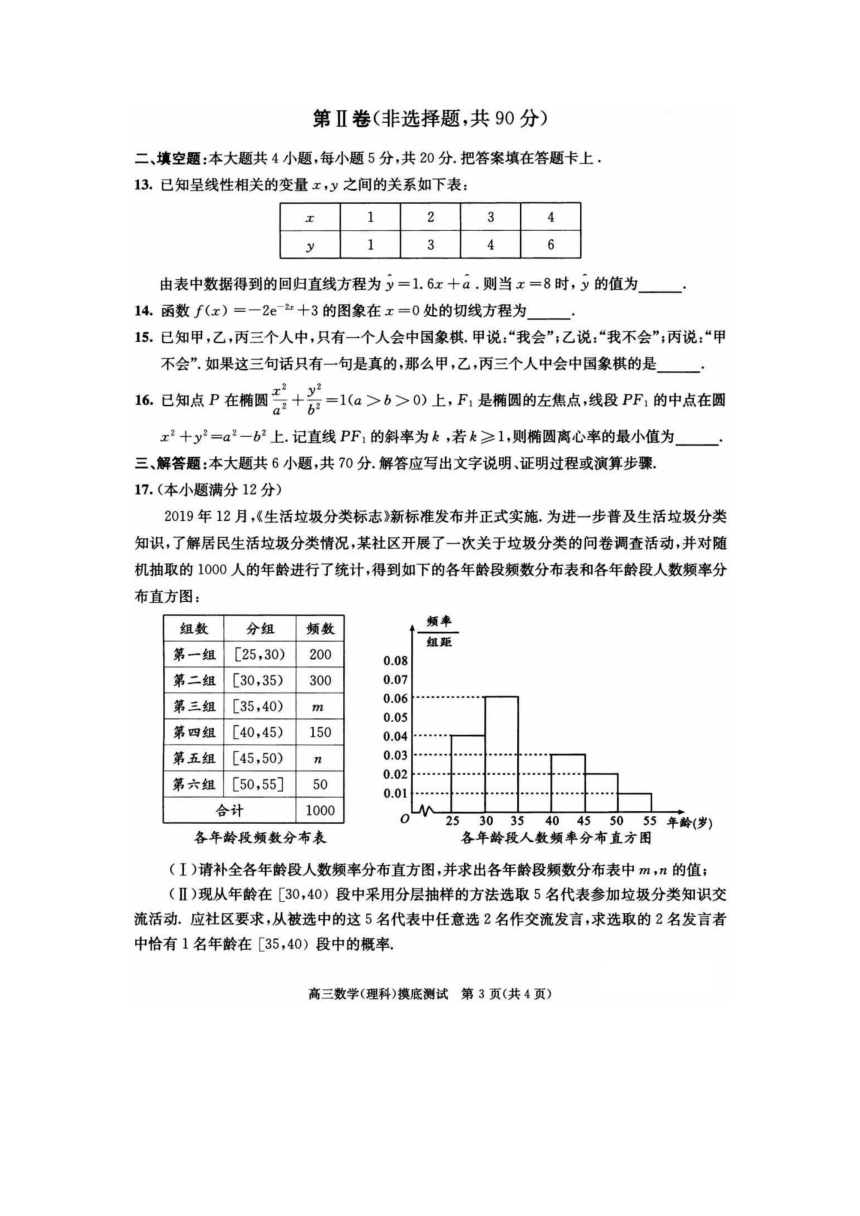 四川省成都2018级高三摸底零诊考试理科数学（图片版含答案）