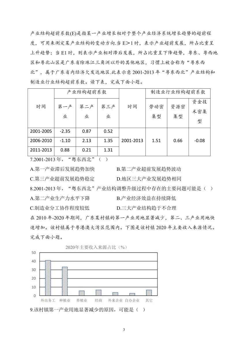 第三章 城市、产业与区域发展 单元基础巩固训练(解析版 ）