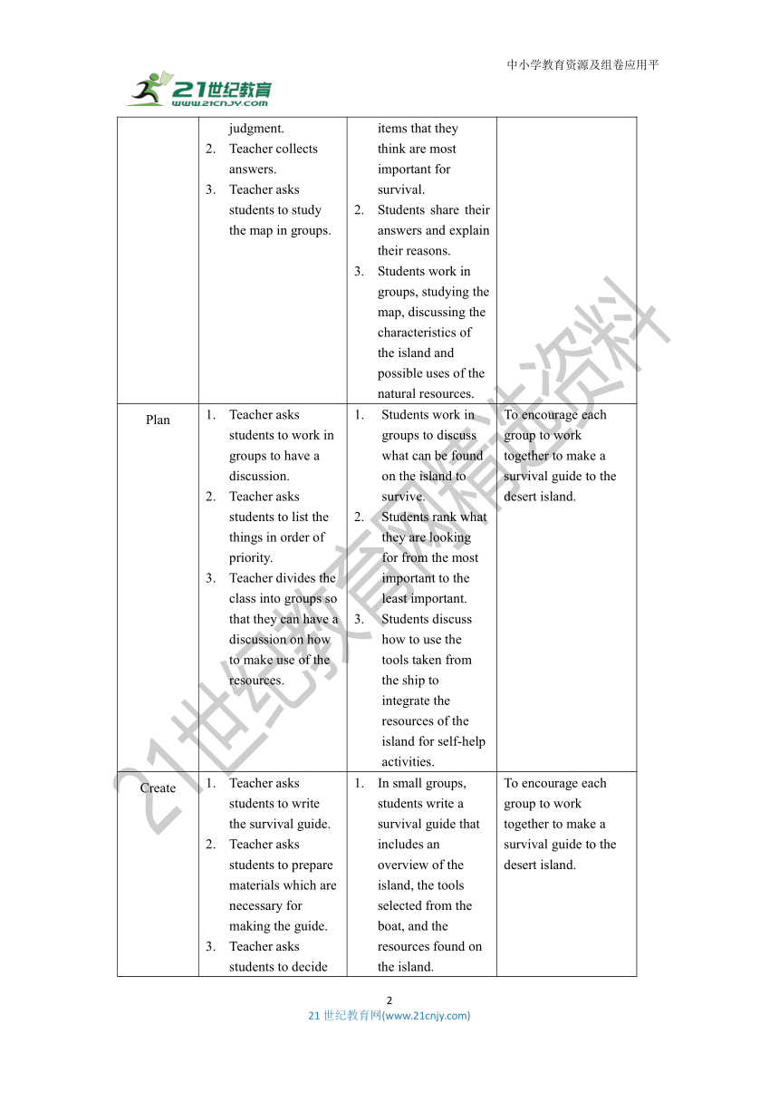 Unit 6 Survival （六）Project板块教学设计