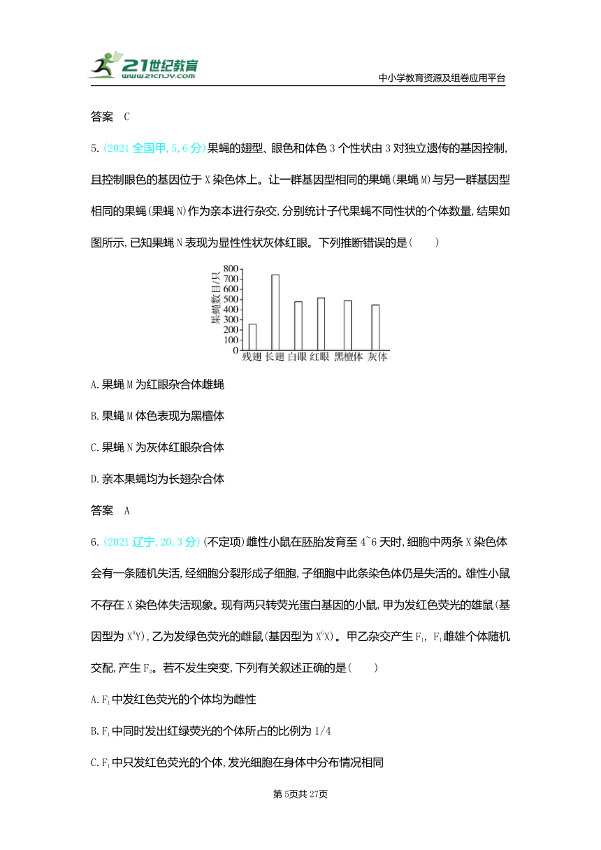 【新人教一轮复习—同步习题】专题13　伴性遗传与人类遗传病（Word版含答案）