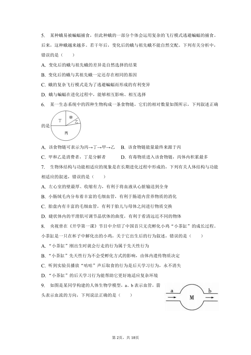 2023年湖北省恩施州利川市中考生物适应性试卷（含解析）