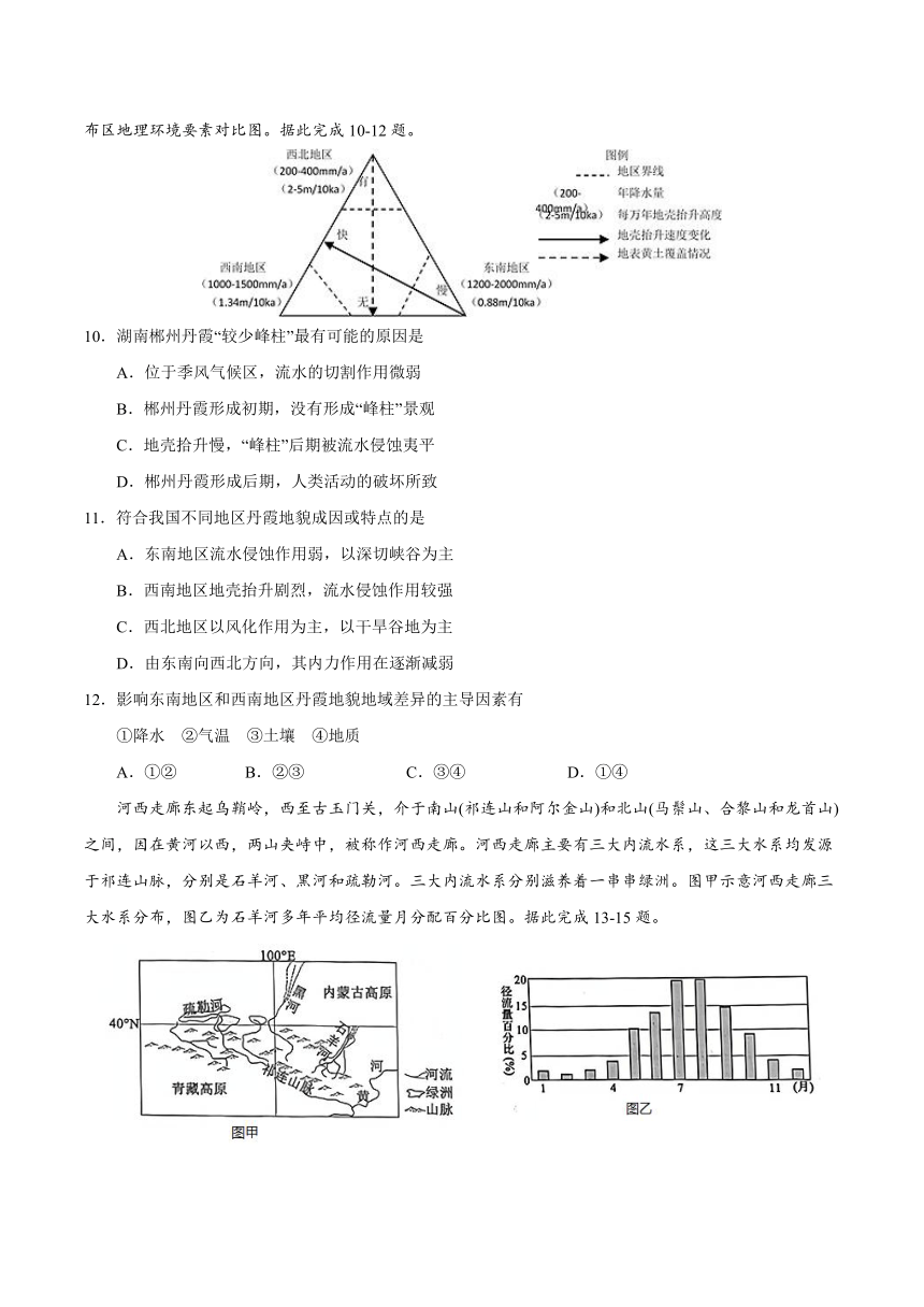 2022届高三上学期8月地理暑假基础训练卷03（河北专用） Word版含答案