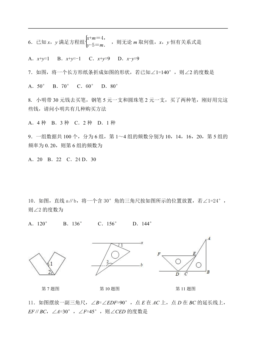 山东省淄博市高青县（五四制）2021-2022学年七年级下学期期中考试数学试题(word版含答案)