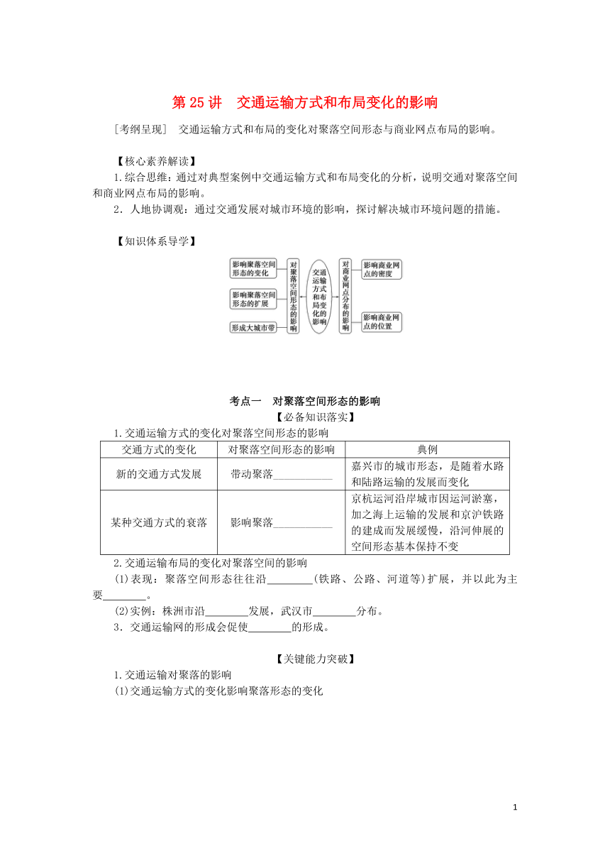 2023届高考地理一轮复习 第二部分 第十一章  第25讲 交通运输方式和布局变化的影响 学案（鲁教版）