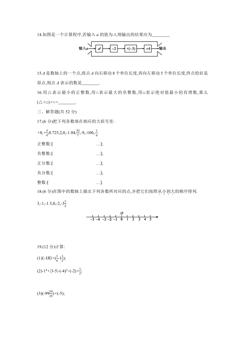 湘教版数学七年级上册 第1章有理数自我综合评价（Word版含答案）