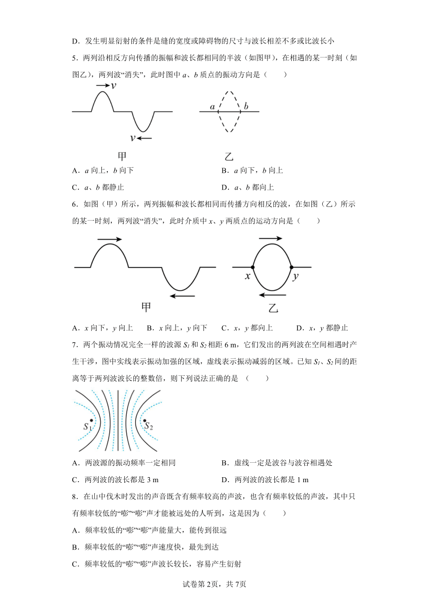 3.3波的干涉和衍射  练习（word版含答案）