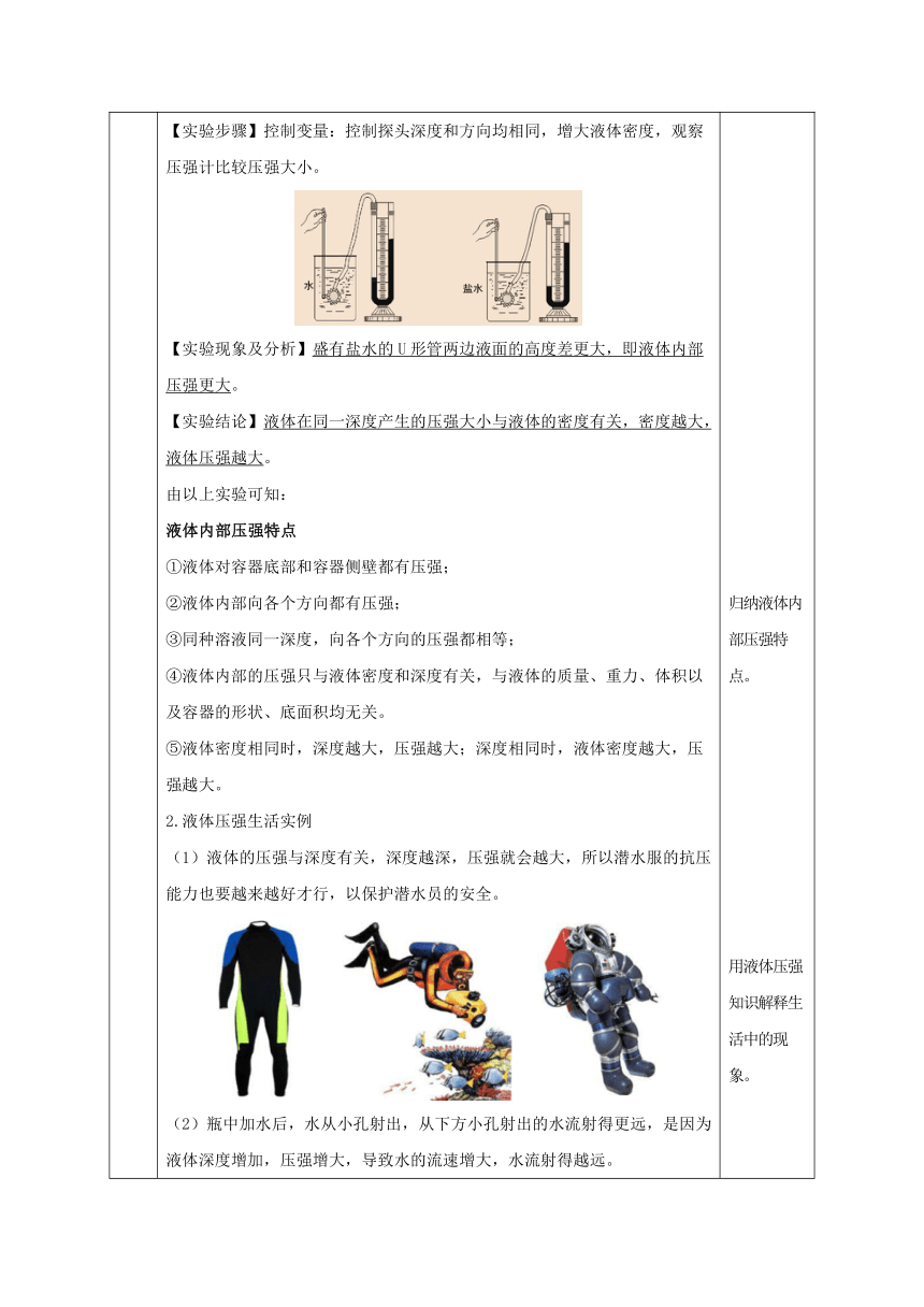 七年级科学下册（浙教版）3.7压强（第2课时）（教学设计 表格式）