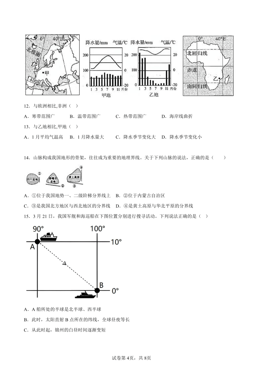 辽宁省锦州市2023-2024学年八年级下学期阶段测试（二）地理试题（含解析）