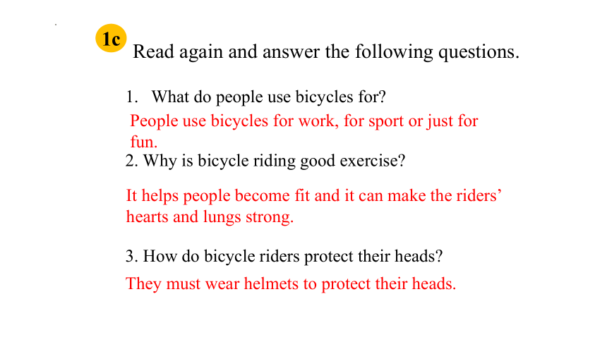Unit 6 Topic 3  Bicycle riding is good exercise.Section C 课件(共17张PPT)2022-2023学年仁爱版八年级英语下册