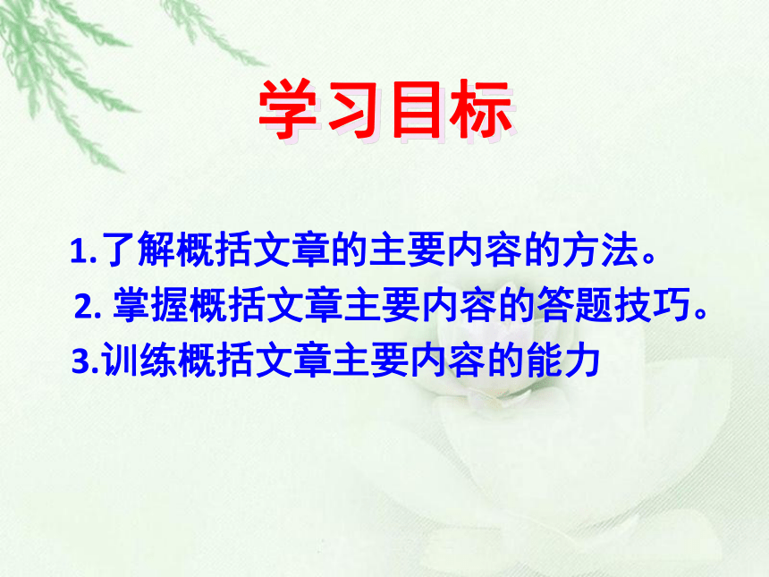 【2022作文专题】记叙文考点专题训练 考点一：概括文章的主要内容和情节 课件