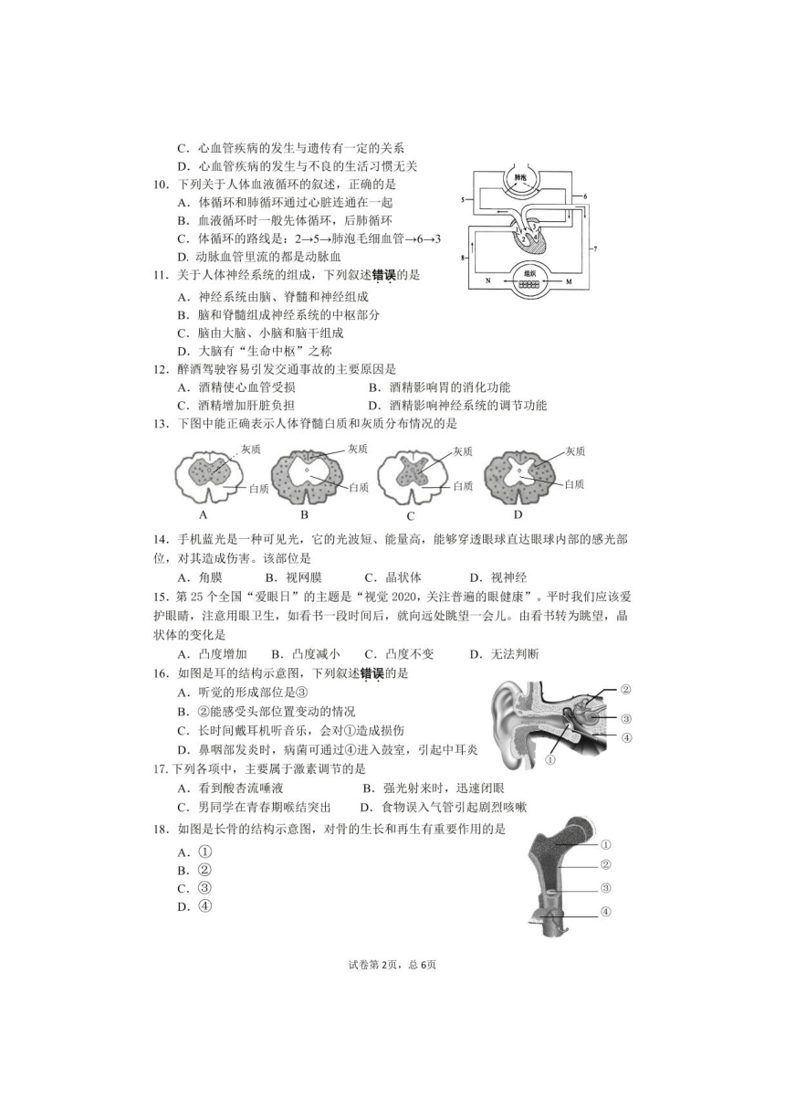 江苏省镇江市句容县2020-2021学年上学期八年级生物期末试题（图片版，无答案）