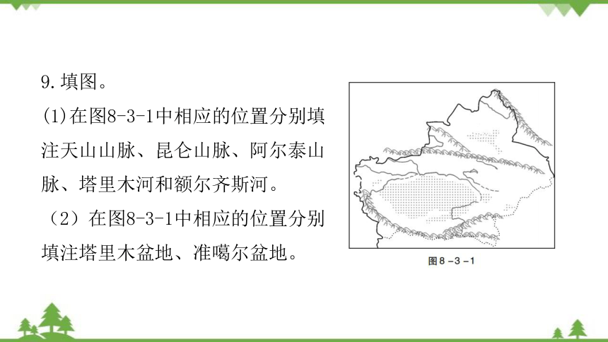 湘教版地理八年级下册 第八章第三节  新疆维吾尔自治区的地理概况与区域开发  习题课件(共40张PPT)